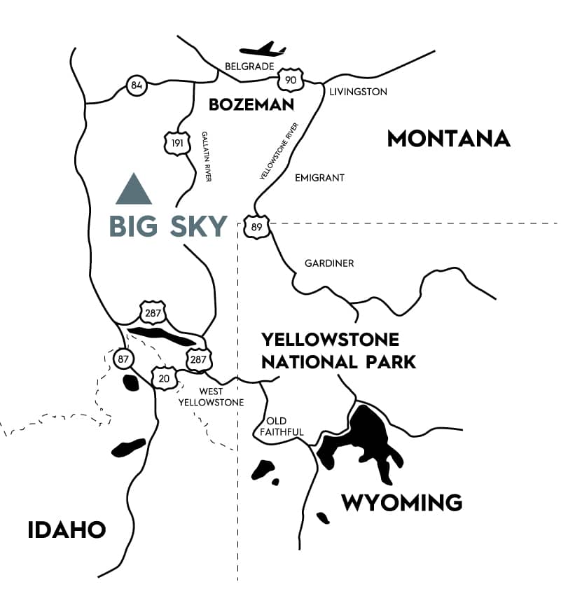 Map of Big Sky and surrounding area
