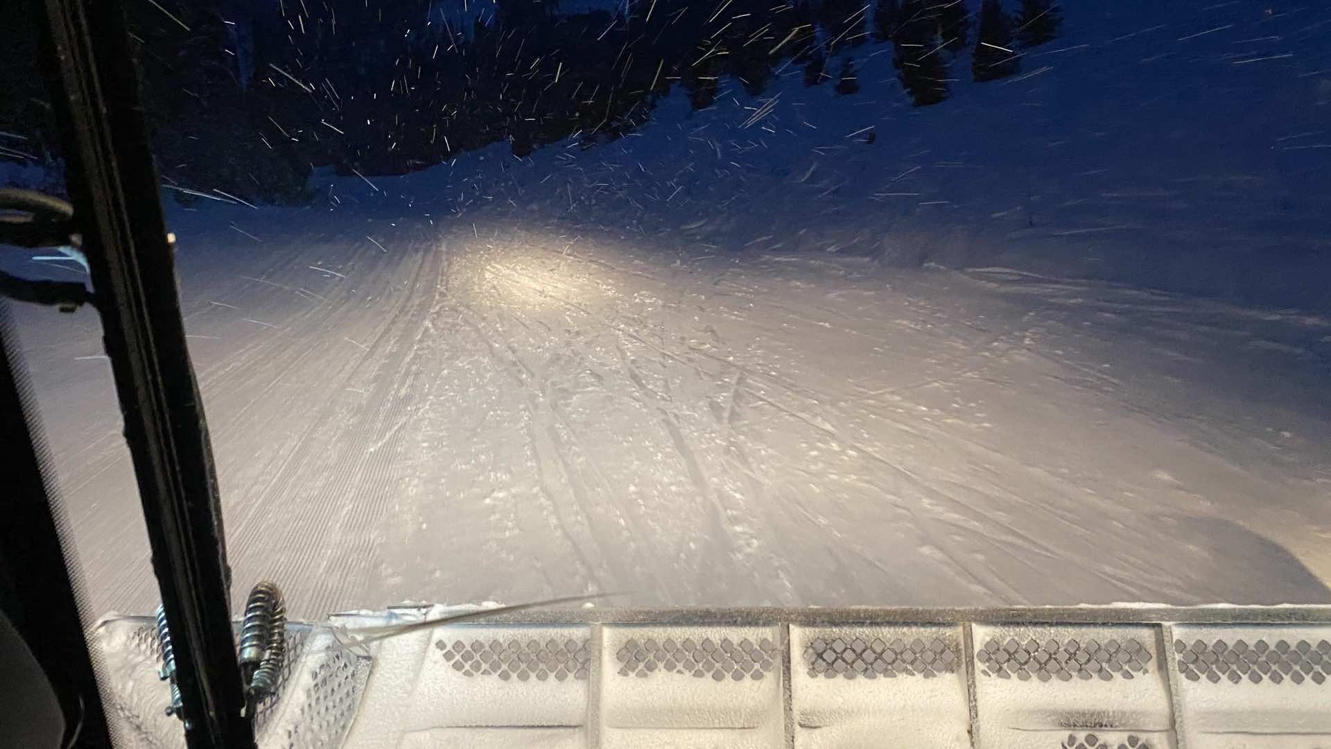 View outside from a snowcat